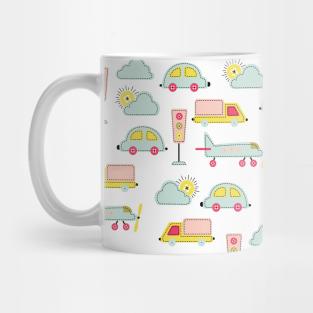 Cute Applique Transport Vehicles Mug